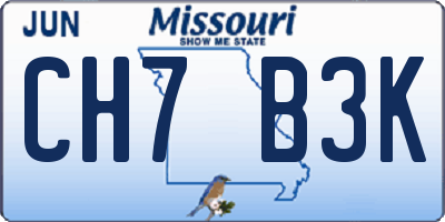 MO license plate CH7B3K