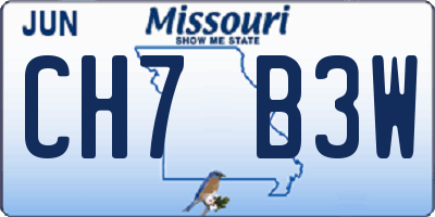 MO license plate CH7B3W