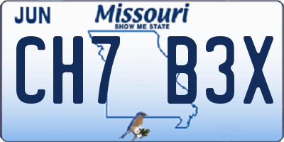 MO license plate CH7B3X