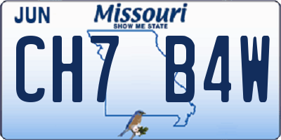 MO license plate CH7B4W