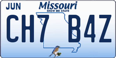 MO license plate CH7B4Z