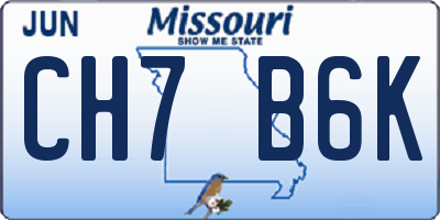 MO license plate CH7B6K