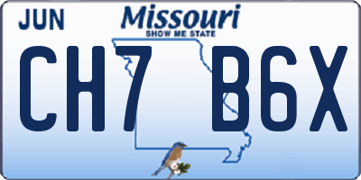 MO license plate CH7B6X