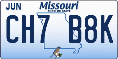 MO license plate CH7B8K