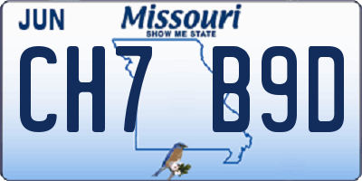 MO license plate CH7B9D