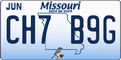 MO license plate CH7B9G