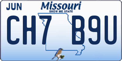 MO license plate CH7B9U