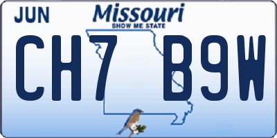 MO license plate CH7B9W