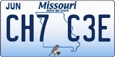 MO license plate CH7C3E
