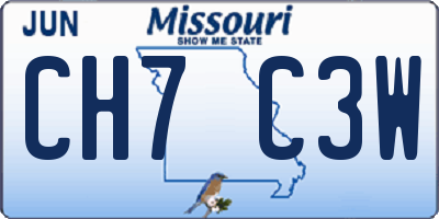MO license plate CH7C3W