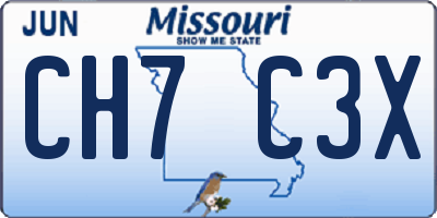MO license plate CH7C3X