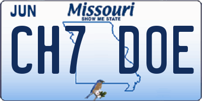 MO license plate CH7D0E