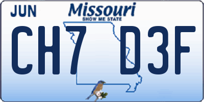 MO license plate CH7D3F