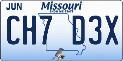 MO license plate CH7D3X