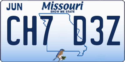MO license plate CH7D3Z