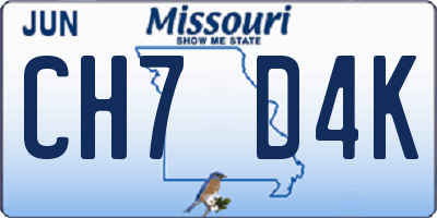 MO license plate CH7D4K