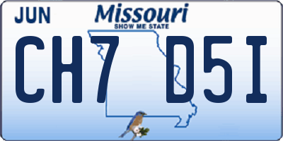 MO license plate CH7D5I