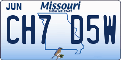 MO license plate CH7D5W