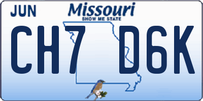 MO license plate CH7D6K