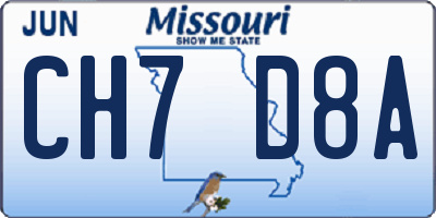 MO license plate CH7D8A