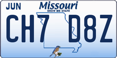 MO license plate CH7D8Z