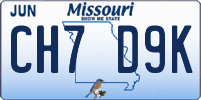 MO license plate CH7D9K