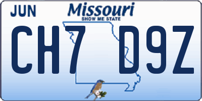 MO license plate CH7D9Z