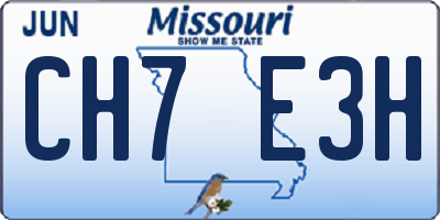 MO license plate CH7E3H
