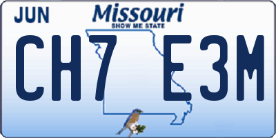 MO license plate CH7E3M
