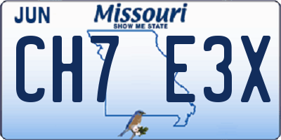 MO license plate CH7E3X