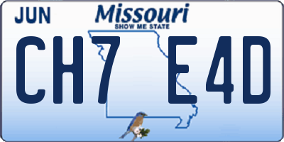 MO license plate CH7E4D