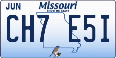 MO license plate CH7E5I