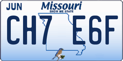 MO license plate CH7E6F