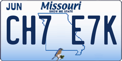MO license plate CH7E7K