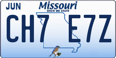 MO license plate CH7E7Z