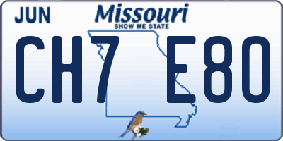 MO license plate CH7E8O