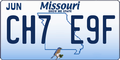 MO license plate CH7E9F