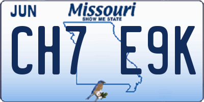 MO license plate CH7E9K