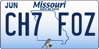 MO license plate CH7F0Z