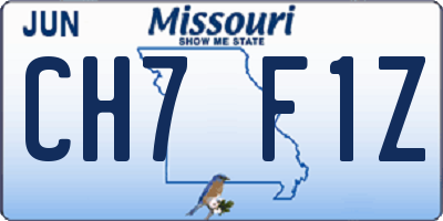 MO license plate CH7F1Z