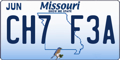 MO license plate CH7F3A