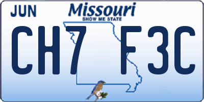 MO license plate CH7F3C