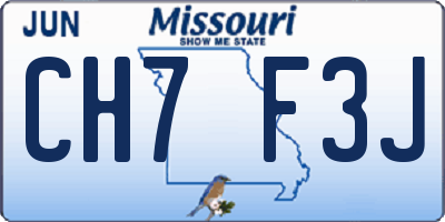 MO license plate CH7F3J
