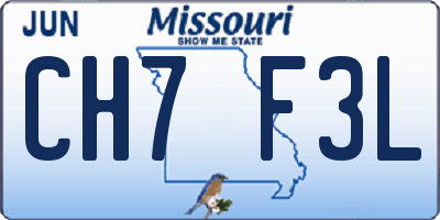 MO license plate CH7F3L