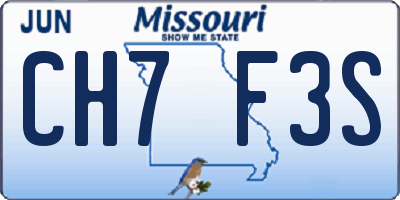MO license plate CH7F3S