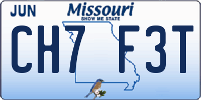 MO license plate CH7F3T