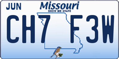 MO license plate CH7F3W