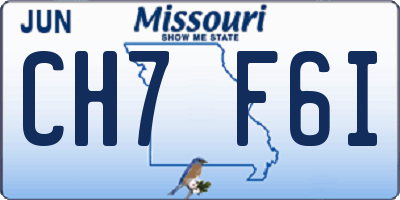 MO license plate CH7F6I