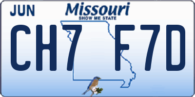 MO license plate CH7F7D