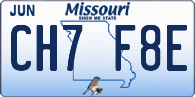 MO license plate CH7F8E